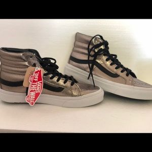 Vans sk8 hi slim metallic gold leather